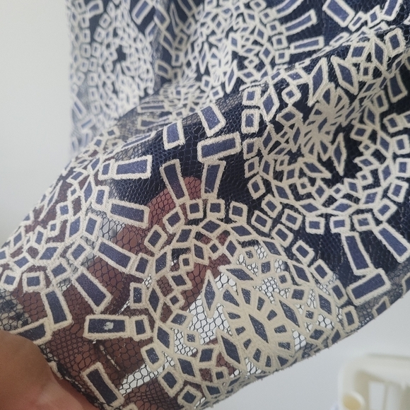 Shoshanna Cocktail Dress Sleeveless Sheath Laced Dress in Blue and White Sz 4 - Picture 9 of 16